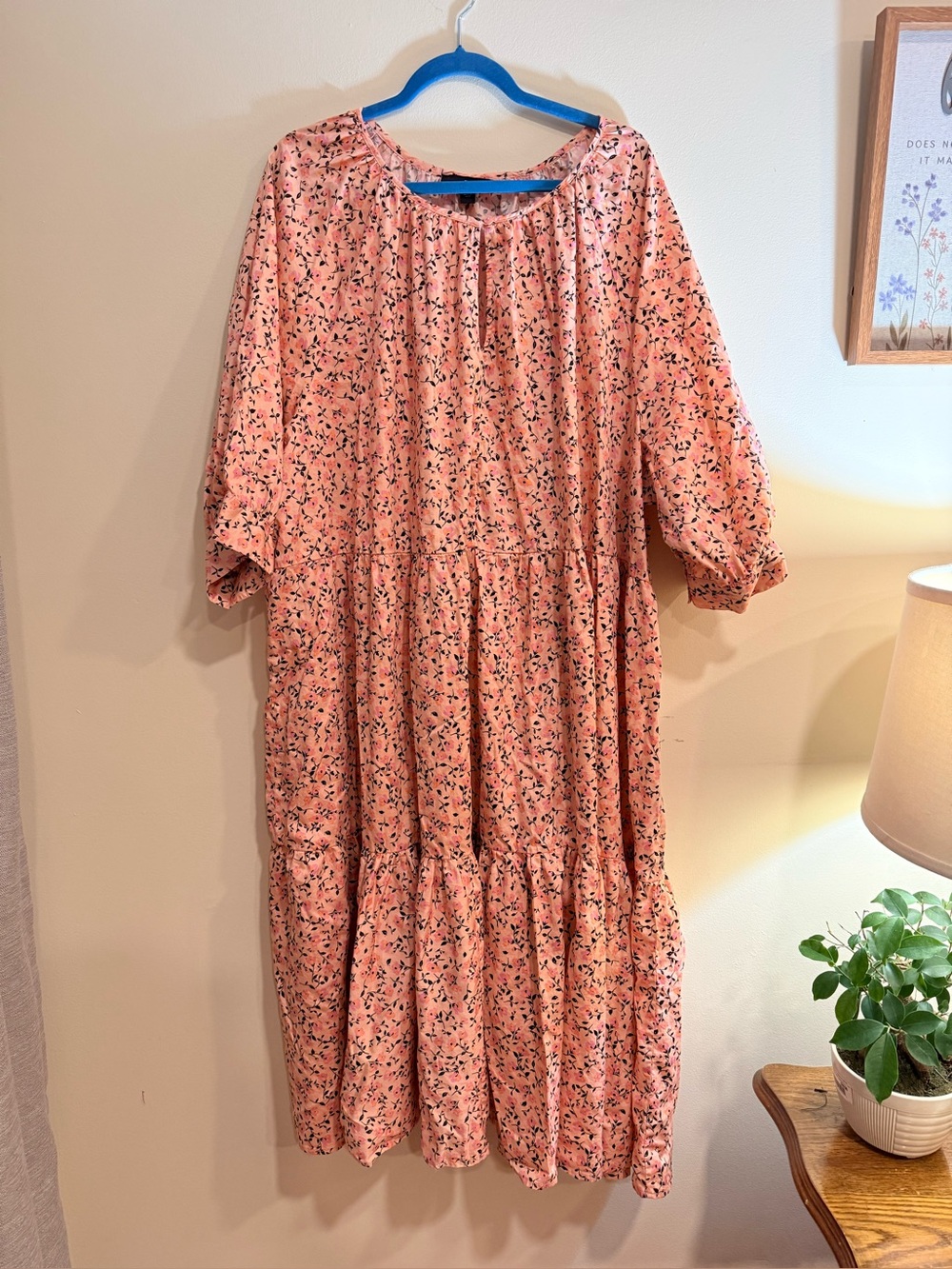 ellos Peach Floral Tiered Maxi Dress 3xl